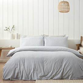Brushed Cotton Stripe Duvet Silver