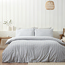 Brushed Cotton Stripe Duvet Silver
