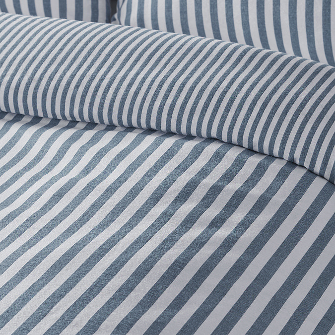 brushed cotton stripe blue duvet set