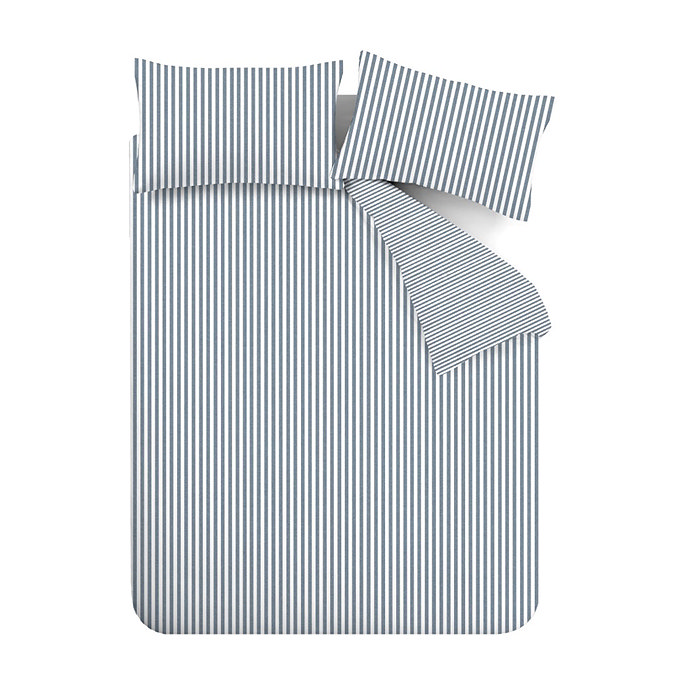 brushed cotton stripe blue duvet set