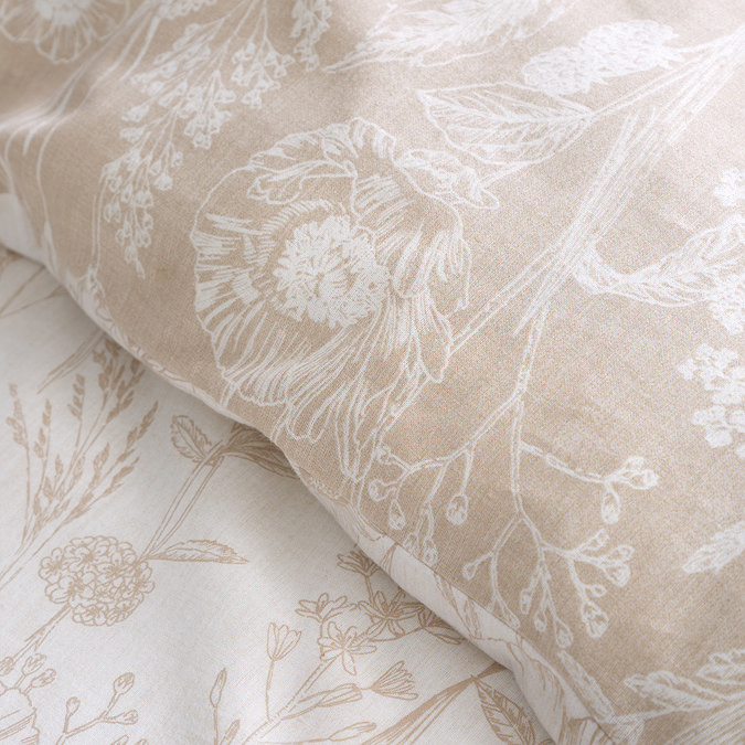 Brushed Floral Toile Natural Reversible