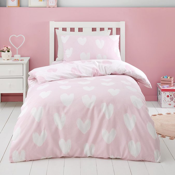 Brushed Hearts Duvet Cover Set on bed image 1