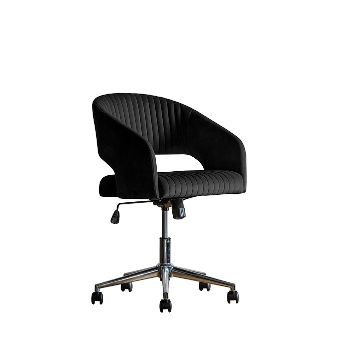 cut out of black velvet swivel chair