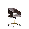 side on cut out image of curved warm velvet swivel chair