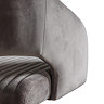 close up on warm grey velvet material of swivel office chair