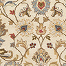 close up swatch image of tan coloured rug with intricate floral details