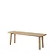 image of slim solid oak dining bench cut out on white background