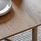 close up on wood grain of solid oak dining table