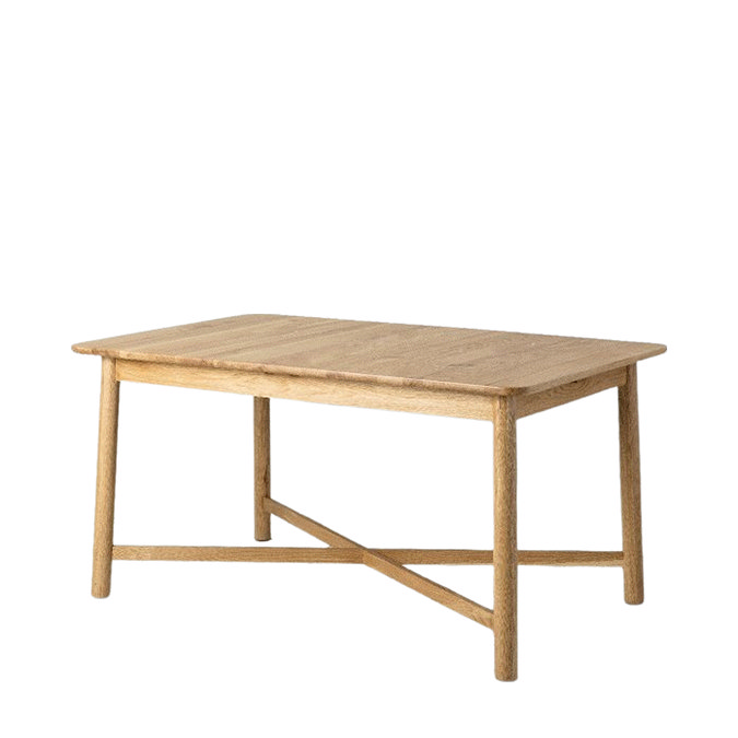 image of rectangular light oak dining table, cut out on white background