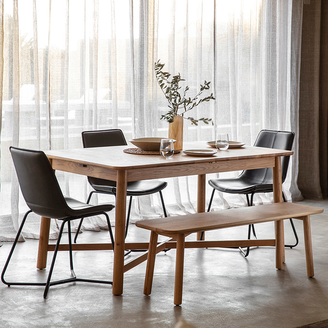 image of extendable solid oak dining table, unextended version
