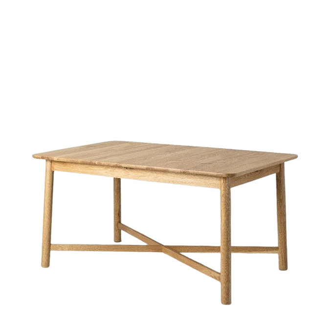 image of oak dining table, cut out on white background