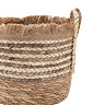 Callie set of 3 fringed woven stripe baskets brown