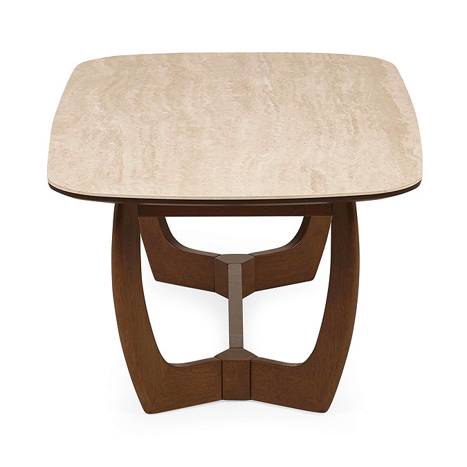 side on cut out image of stone coffee table with walnut base