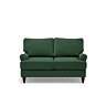 front on cut out image of 2 seater forest green sofa with dark wood legs