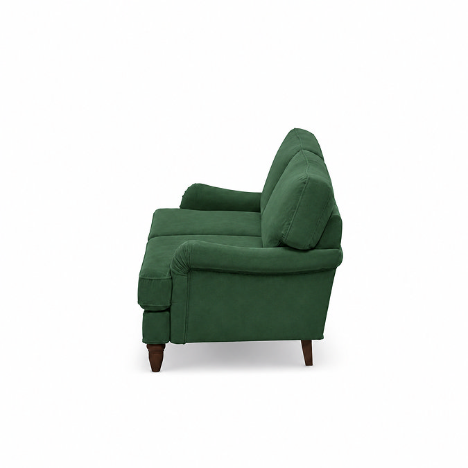 side on cut out image of forest green 2 seater sofa