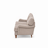 side on cut out image of mink coloured 2 seater sofa with light wood legs
