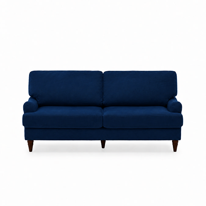 front on cut out image of 3 seater sofa with dark wood legs