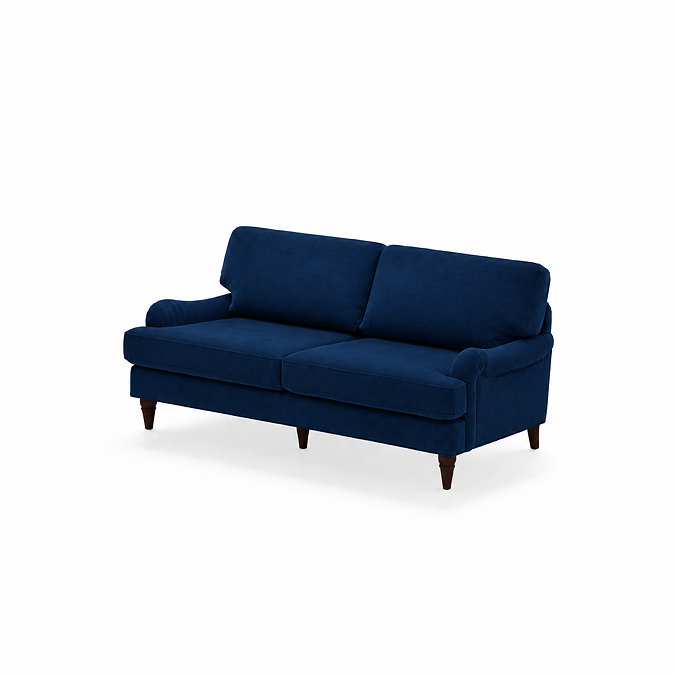 angled cut out image of 3 seater sofa with dark wood legs