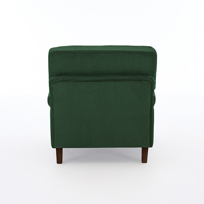 back facing cut out image of forest green velvet armchair