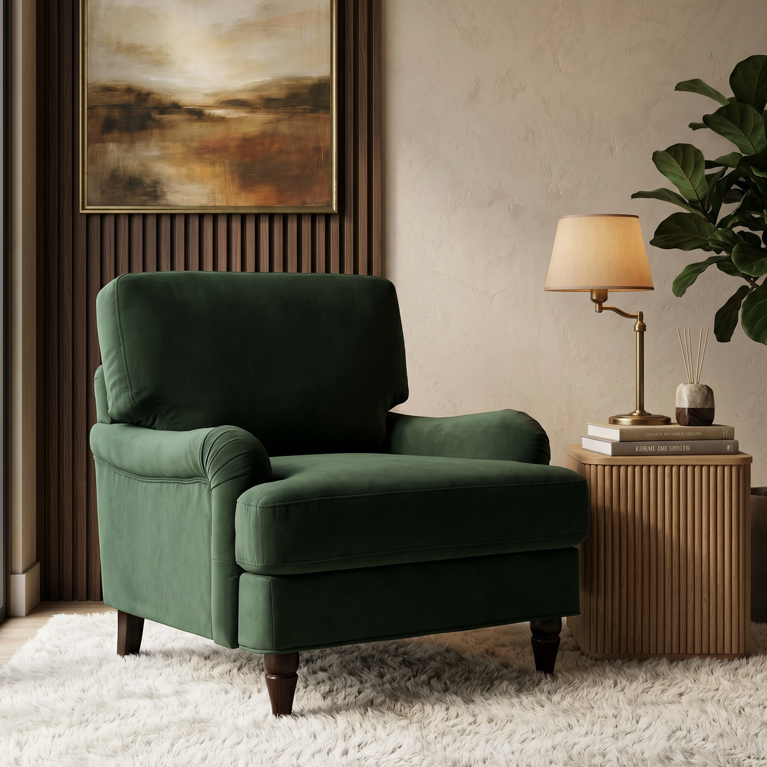 Cambridge Velvet Armchair - Forest Green
