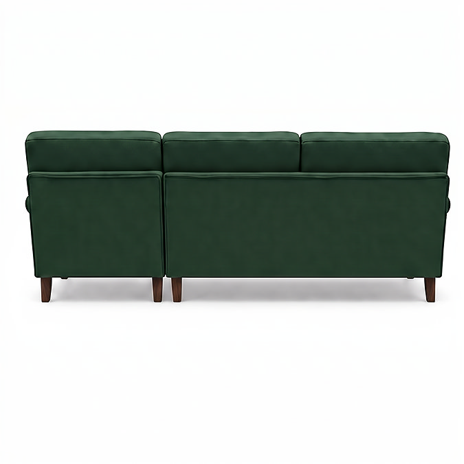 back facing cut out image of green velvet corner sofa
