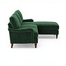 side on cut out image of left seat corner sofa with dark wood legs