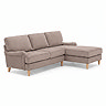 angled cut out image of mink coloured corner sofa with light wood legs