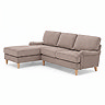 angled cut out image of mink coloured right seat corner sofa with light wood legs