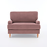 front on cut out image of blush pink snuggle chair with light wood legs