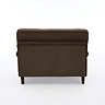 back image of dark brown velvet snuggle chair