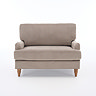 front on cut out image of mink coloured velvet snuggle chair