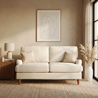 S Seater Sofa in Beige Fabric 
