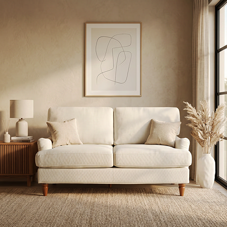 S Seater Sofa in Beige Fabric