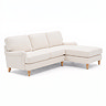 angled cut out image of beige woven left corner sofa with light wood legs