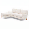 angled cut out image of beige woven corner sofa with light wood legs
