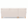 back cut out image of beige woven corner sofa with light wood legs