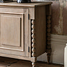 close up on limed oak sideboard with bobbin detailing on the edges