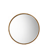 image cut out on white background of round mirror with thin antique gold frame