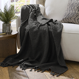Candar Textured Boucle Throw - Black main image