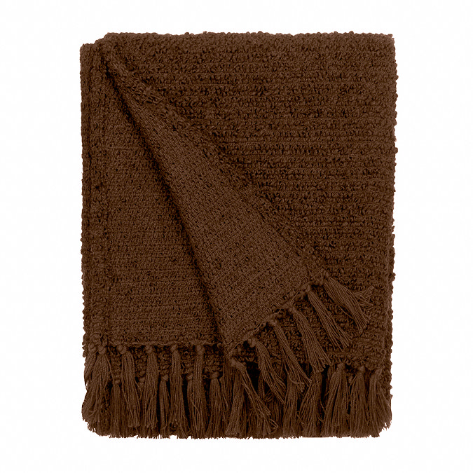 image cut out on white background of dark brown boucle throw folded up