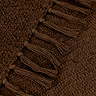 close up image of fringed edge of dark brown throw