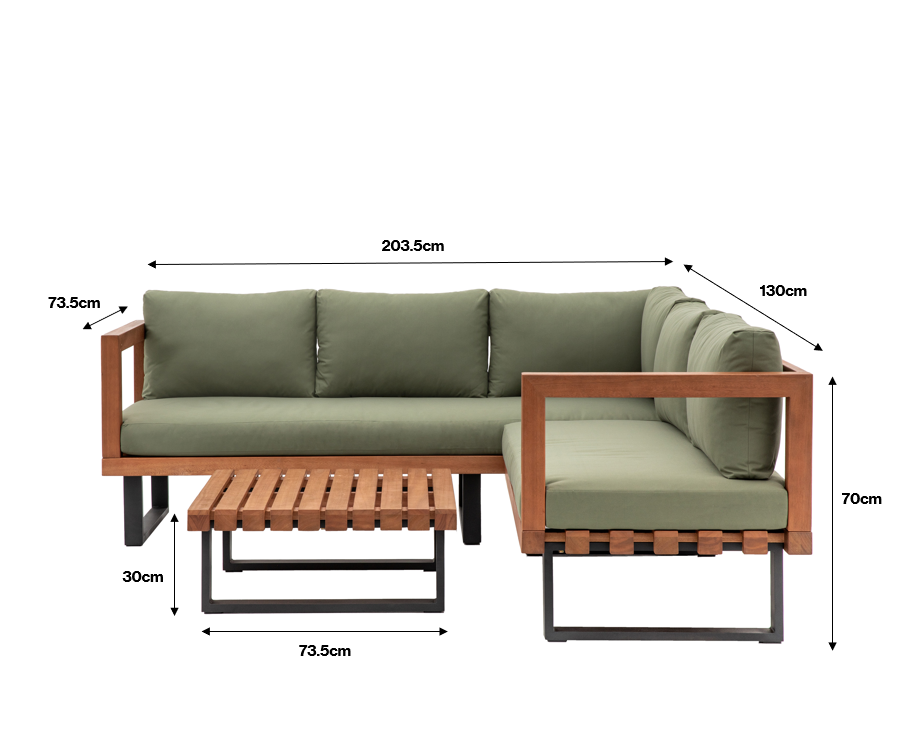 Cannes Corner Sofa Set Dimensions