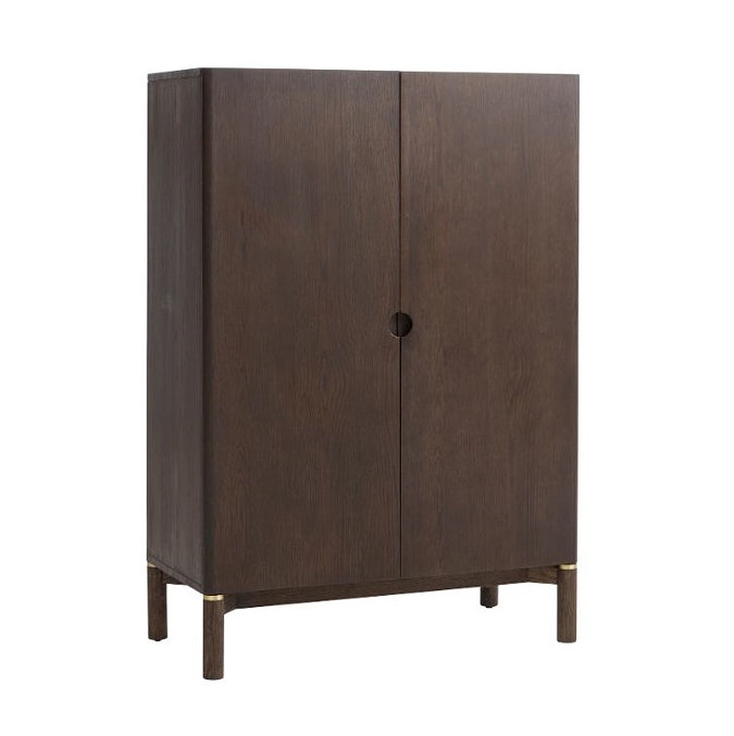 side on angled image cut out on white background of dark oak 2 door cabinet