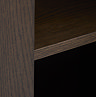 close up image of dark oak cabinet, highlighting wood grain