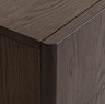 close up image of smooth top of dark oak tv low-board