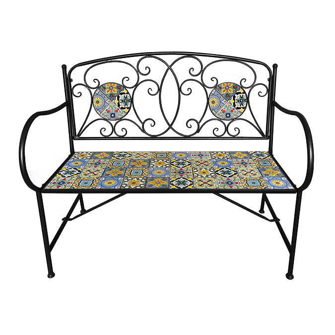 image cut out on background of vibrant mosaic bench
