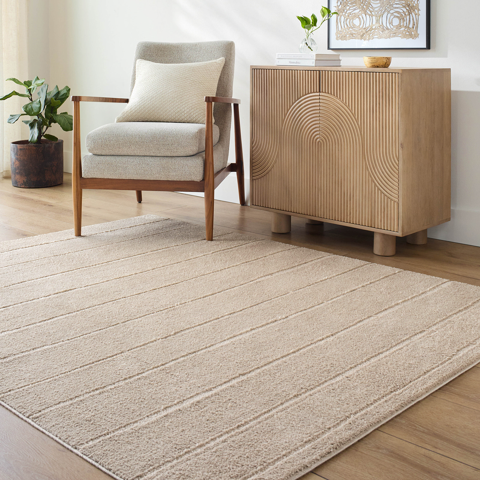 Beige Ripple Rug Cascade High Pile Beige Rug | MFI