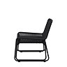 side on image cut out of black rope garden lounge chair with footstool tucked under it
