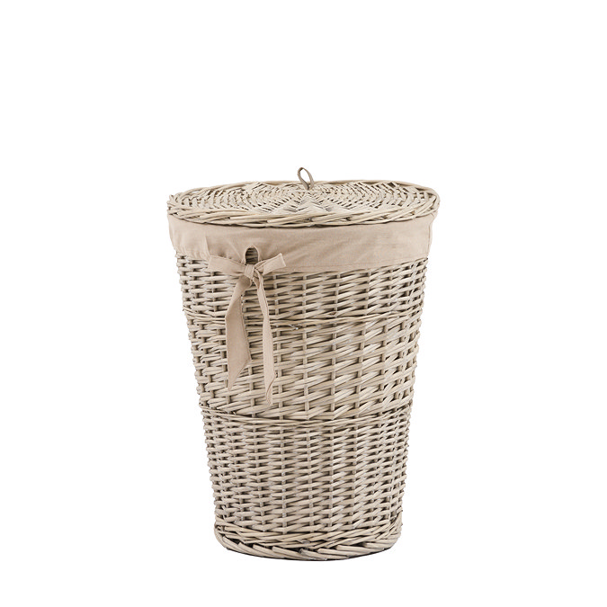 Cedar Round Woven Lined Laundry Basket