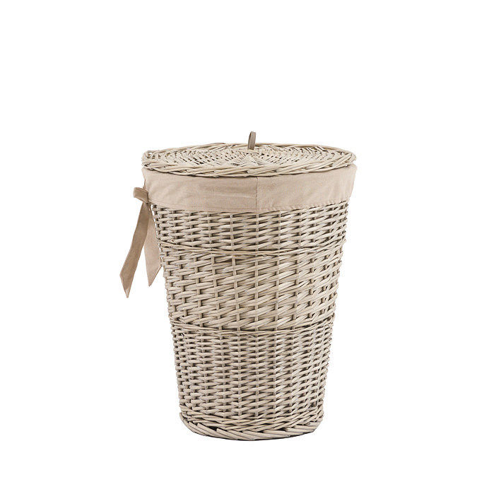 Cedar Round Woven Lined Laundry Basket